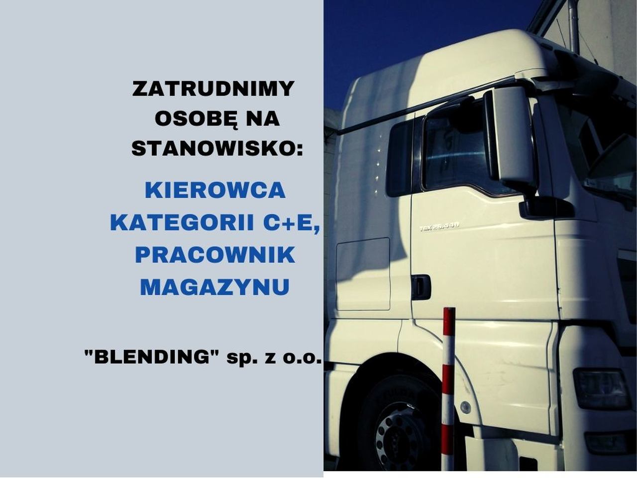 Poszukujemy pracownika! Poszukujemy pracownika!