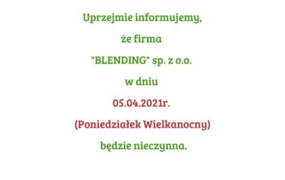 Poniedziałek Wielkanocny – nieczynne!